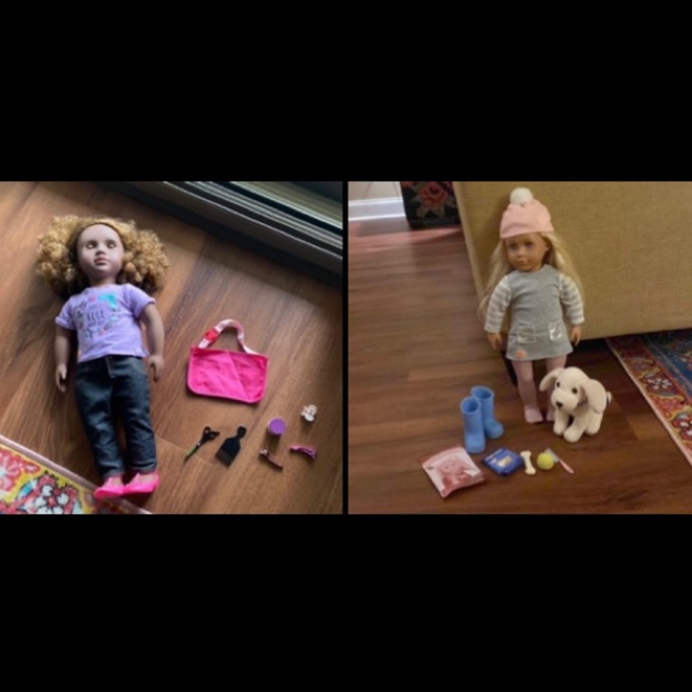 Our Generation Dolls Meagan w/ Golden Retriever & Ashanti Hair Stylist